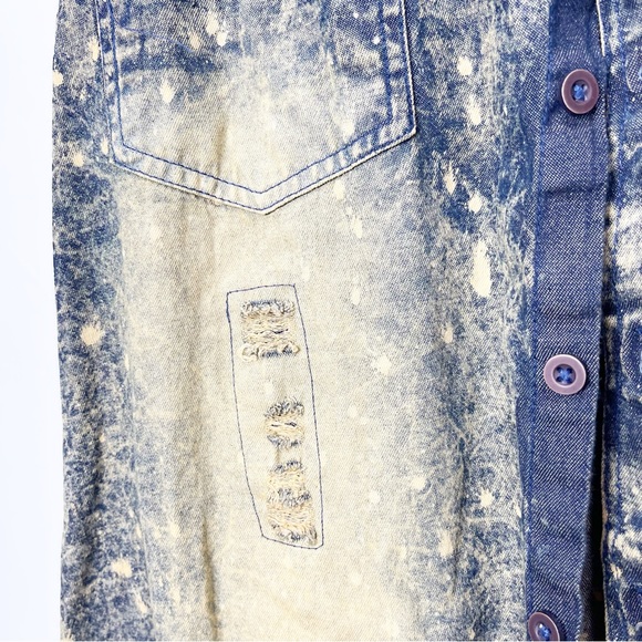 Distressed Plus Size 100% Cotton Denim Shirt Size 2XL - Picture 6 of 12